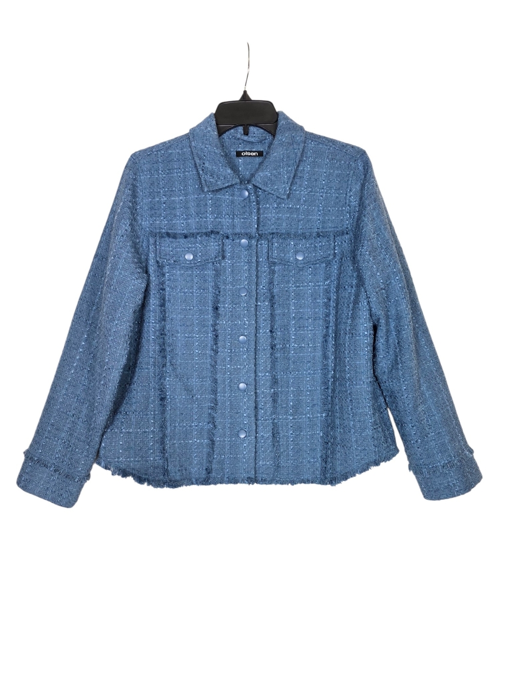 Olsen Blue Tweed Snap-button down Utility/Western Jacket
